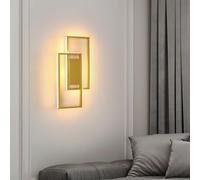 Goeco Applique LED Parete Interno Oro, 28W Lampada da Parete Moderna dal Design Quadrato, Bianco Caldo 3000K Illuminazione da parete in Alluminio per Soggiorno, Camera da Letto, Corridoio