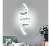Goeco Applique LED Parete Moderna, 24W 2700LM Lampada da Parete Interni a Spirale Luce Bianca Fredda 6500K Lampada a Muro in Acrilico per Camera Letto Soggiorno Corridoio, Bianco