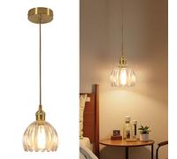 Goeco Lampada a Sospensione Moderna, E27 Plafoniera in Vetro con Paralume a Forma di Fiore, Lunghezza del Cavo Regolabile, per Sala da Pranzo,Cucina,Soggiorno,Camera da Letto (Lampadine non incluse)