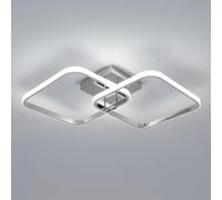 Goeco Lampada da Soffitto LED, 42W Plafoniera Soffitto Moderna, 6500K Bianco Freddo, Plafoniera Quadrata Cromo per Camera da Letto, Sala da Pranzo, Soggiorno, Corridoio