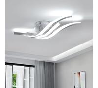 Goeco Lampada da Soffitto Moderna, 24W Plafoniera LED Soffitto Lineare, Plafoniera Argento Alluminio per Corridoio, Balcone, Camera da Letto, Cucina, 6500K Bianco Freddo