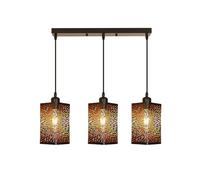 Goeco Lampadario a Sospensione Vintage 3 Luci, Industriale E27 Plafoniera Retro a Forma di Fuoco D'artificio, Nero Lampada da soffitto in Metallo per Cucina Camera Corridoio