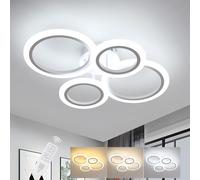 Goeco Plafoniera LED Dimmerabile, 32W 3600LM Lampadario LED Rotondo con Telecomando 3000K-6500K Luminosità Regolabile, Funzione Memoria Lampada da Soffitto per Soggiorno Camera da Letto, Bianco 57 cm