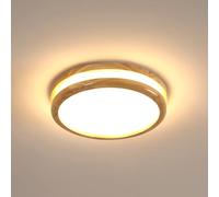 Goeco Plafoniera LED in Legno, 24W 2700LM Ø30cm Lampada da Soffitto Moderna Rotonda, Lampadario LED Soffitto per Camera da Letto Soggiorno Cucina Studio, 3000K Luce Bianca Calda