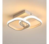 Goeco Plafoniera LED Moderne, 22W 2000LM Lampada da Soffitto LED Interno 3000K Luce Bianco Calda, Lampadario Quadrata in Alluminio per Corridoi, Balconi, Cucina, Bianco