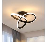 Goeco Plafoniera LED Moderne, 22W 2500LM Lampade da soffitto LED, Lampadario Decorativo per corridoio guardaroba balcone, 3000K Luce Bianca Calda, Nero