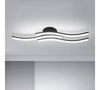 Goeco Plafoniera Led Soffitto, 16W Lampadario Design Curvo con 3 Barre Luminose a LED Luce Bianca Fredda 6500K, Lampada da Soffitto Moderna per Soggiorno Camera da Letto Cucina, Nero