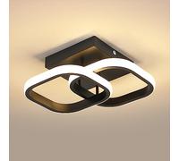 Goeco Plafoniera LED Soffitto 19W, Lampada a LED Moderno a Forma Doppia Quadrata, 3000K Luce Bianco Calda, Lampada a Soffitto in Alluminio per Corridoio, Balcone, Ingresso, Nero