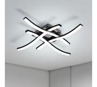 Goeco Plafoniera Led Soffitto 24W, Lampadario da Soffitto LED Moderna 6500K Luce Bianca Fredda, Lampada LED con Tubo a 4 Luci per Soggiorno Camera da Letto Cucina,Nero