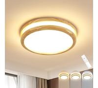 Goeco Plafoniera LED Soffitto Dimmerabile, 24W Lampada da Soffitto con Telecomando, Plafoniera Moderna en Legno per Camera da Letto, Soggiorno, Cucina