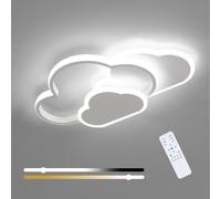 Goeco Plafoniera LED Soffitto Dimmerabile, 32W Lampada da Soffitto Bianca Forma di Nuvola con Telecomando, Lampadario Moderna per Bambini, Soggiorno, Camera da Letto