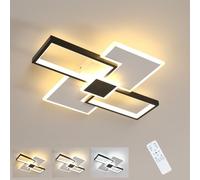 Goeco Plafoniera LED Soffitto Dimmerabile, 37W Lampada da Soffitto Moderna con Telecomando, Lampadario LED Quadrata 3000K-6500K per Camera da Letto, Soggiorno, Sala da Pranzo