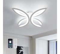 Goeco Plafoniera LED Soffitto Dimmerabile, 37W Lampada da Soffitto Moderna con Telecomando, Lampadario LED Forma di Fiore per Soggiorno, Camera da Letto, Cucina, Bianco