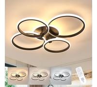 Goeco Plafoniera LED Soffitto Dimmerabile, 39W Lampadario LED con Telecomando Nera, 3000-6500K, Moderna Lampada da Soffitto Rotonda per Camera da Letto, Soggiorno, Sala da Pranzo