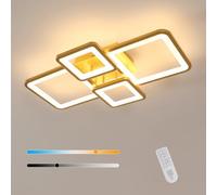 Goeco Plafoniera LED Soffitto Dimmerabile con Telecomando, 54W Plafoniera Moderna Oro, 3000K-6500K, Lampada da Soffitto Rettangolare per Cucina, Camera da Letto, Corridoio, Soggiorno