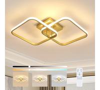 Goeco Plafoniera LED Soffitto Moderna Dimmerabile 50W, Lampadario LED Soffitto con Telecomando 3000K-6500K 64CM, Quadrata Plafoniere Camera da Letto per Soggiorno, Cucina, Oro