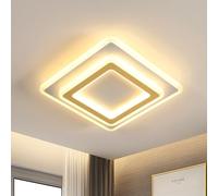 Goeco Plafoniera LED Soffitto Moderna Oro, 44W Lampada da soffitto Quadrata, 3000K Bianca Caldo Plafoniera in Acrilico per Soggiorno, Camera da Letto, Cucina, Corridoio, 29CM