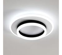 Goeco Plafoniera LED Soffitto Rotonda, 28W Ø 30 CM Lampada da Soffitto Moderna in Alluminio Luce Bianca fredda 6500K Lampadario in Acrilico per Camera da Letto Soggiorno Cucina, Bianco+Nero