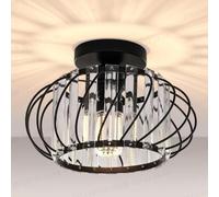 Goeco Plafoniera Moderna, E27 Lampada da Soffitto a LED in Cristallo, Lampadario Nero per Corridoio Camera da Letto Cucina Sala da Pranzo Ingresso