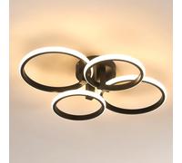 Goeco Plafoniera Soffitto LED, 56W 3000K Bianco Caldo Lampada da Soffitto Rotondo Nero, Moderno Plafoniere in Alluminio per Camera da Letto, Soggiorno, Sala da Pranzo