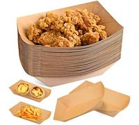 GOEDCH 100 Pezzi Barchette Finger Food: 18 x 12 x 4 cm Vassoi in Cartone Kraft con Rivestimento, Vassoi Usa e Getta per Buffet Adatto per Patatine Fritte Snack Macarons Currywurst Insalata