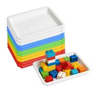 GOEDCH 12 vassoi sintetici in plastica: 34 x 25 x 2,6 cm, vassoi in plastica, vassoio rettangolare per artigianato, artigianato, progetti fai da te