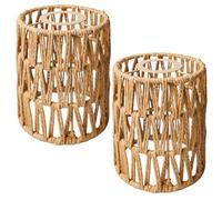 GOEDCH 2 paralumi in rattan bohémien, lampada a sospensione, paralume in rattan, paralume di ricambio naturale, diametro 12 cm, piccolo per lampada da tavolo, lampada da terra, lampada da parete
