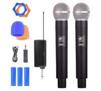 GOEDCH 2 pezzi microfono senza fili: nero karaoke, microfono senza fili, microfono a mano con ricevitore ricaricabile, microfono senza fili per karaoke, canto, feste, matrimoni, DJ