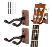GOEDCH 2 pezzi supporto da parete per chitarra in legno di noce, supporto per chitarra da parete con tubo in silicone e base in legno duro, supporto da parete per ukulele per chitarra acustica