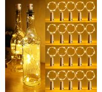 GOEDCH 20 Pezzi Luci per Bottiglia: 2M 20 Bianco Caldo Tappi LED a Batteria per Bottiglie, Luci per Bottiglie di Vetro, Filo di Rame Led Stringa Luce Fatata per Festa, Giardino, Natalizie, Matrimonio