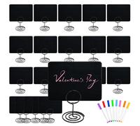 GOEDCH 20 targhette per gessetti piccoli buffet: cartellini dei prezzi, lavagna con supporto in metallo e 8 colori gesso a base d'acqua, in plastica, piccole lavagne per buffet, feste, matrimoni