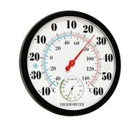 GOEDCH 25 cm, termometro per interni ed esterni, grandi numeri: termometro igrometro 2 in 1, senza batteria, termometro esterno resistente alle intemperie, igrometro per case, serre, giardini, ben