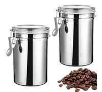 GOEDCH 2Pcs Premium Barattolo per caffè: 1,1L Barattolo per caffè ermetico con coperchio, barattolo in acciaio inox per la conservazione, contenitore ermetico con chiusura ermetica al gusto e aroma