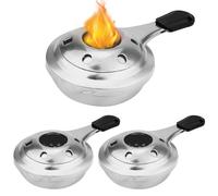 GOEDCH 3 bruciatori per fonduta: mini bollitore portatile, contenitore per pasta combustibile, bollitore in acciaio inox antivento per hot pot, dry pot cuisine, buffet, outdoor, campeggio (diametro 10