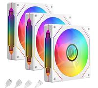 GOEDCH 3 x Ventole ARGB PC Cassa: Ventilazione RGB con Pale Inverse & Flusso D'Aria 80 CFM, Anti-Vibrazione, 5 V 3 Pin Compatibile ASUS/MSI, Illuminazione Sincronizzata per Gaming PC