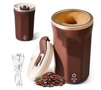 GOEDCH 304 Acciaio inossidabile Automatico Mescolatore 400 ml: Ricaricabile Magnetico Auto Tazza USB, Tazza portatile per Caffè/Tè/Cioccolata Calda/Latte (Marrone)