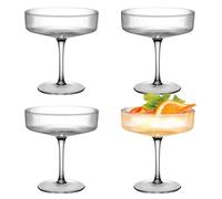 GOEDCH 4 bicchieri da cocktail: bicchieri da champagne, coupé effetto cristallo, eleganti bicchieri da long drink per Espresso Martini, vino e spumante, vetro di cristallo di alta qualità, 14 × 10 cm