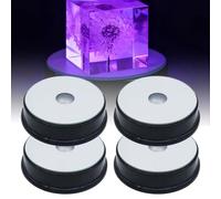 GOEDCH 4 lampadine a LED rotonde: supporto per display a LED con 7 colori, 3 batterie AAA, per cristalli, figura in vetro, merchandise (nero)