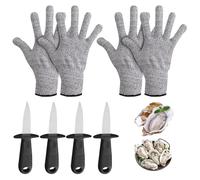 GOEDCH 4 Pezzi Coltello Ostriche Set: 4 Pezzi Paramano (M) Coltello Apri Ostriche, Oyster Opener con Paramano, Acciaio Inossidabile, Utensili da Cucina Professionali per Crostacei, Formaggi