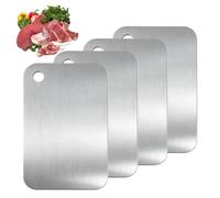 GOEDCH 4 pezzi Stainless Steel Cutting Board: tagliere double face, in acciaio inox, per carne, pane, verdura, frutta (25 x 15 cm)