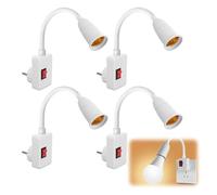 GOEDCH 4 Pezzi Supporto Lampada E27: Base Lampada da Tavolo a LED con Collo di Cigno a 360 Gradi, Morsetto E27 Cavo Lungo con Interruttore E Spina, Senza Lampadina per Piante, Acquari, Tavolo