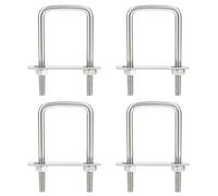 GOEDCH 4 viti da stiro M10: staffa a U con filettatura, viti a U, bulloni a U in acciaio inox 80 x 150 mm con dadi e contropiastre per fissaggio tubi, traino auto, navi, rimorchi