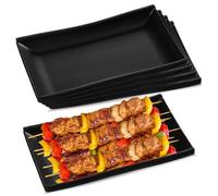 GOEDCH 5 piatti rettangolari in melamina: 19,4 x 13,2 x 2,4 cm, neri piatti da dessert, piatti da portata, piatti da cucina, per ristorante, casa e feste, lavabili in lavastoviglie