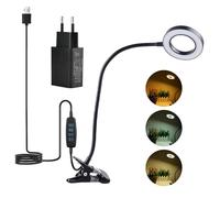 GOEDCH 5x lente d'ingrandimento con luce: lente d'ingrandimento con luce e supporto, lampada da lettura a LED dimmerabile con morsetto USB per bricolage, lettura, cucito, anziani