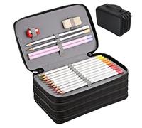 GOEDCH 72 slot astuccio grande: astuccio a 4 scomparti con chiusura lampo, astuccio super grande capacità per scuola, studenti, lavoro, ufficio penne, materiale scolastico, nero