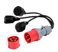 GOEDCH Adattatore CEE: presa Schuko, presa ad alta corrente, connettore industriale 16 A/400 V, con cavo in gomma 0,5 m, protezione IP44 per campeggio, camper, officina - 32 A 220 V