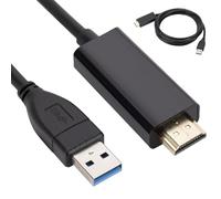 GOEDCH Adattatore USB a HDMI 1.8m Cavo - USB 3.0/2.0 con audio e video per PC, portatile, HDTV TV compatibile con Windows 7/8/8.1/10/11/MacOS/XP