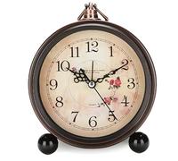 GOEDCH Adornare Sveglia Retrò 5,3 Pollici Stile Vintage Silenziosa, Classica da Tavolo in Metallo per Camera da Letto