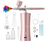 GOEDCH AirBrush Set con compressore: pistola aerografo manuale multi funzione, aerografo portatile ricaricabile con ugello da 0,3 mm e carico per nail art, decorazione torte, trucco, pittura viso