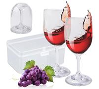 GOEDCH Bicchieri da Vino in Plastica: Confezione da 2 Bicchieri da Vino Infrangibili da Campeggio, Pieghevoli con Scatola, Compatti da Asporto per festival